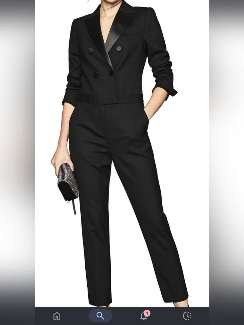 Reiss Black Double-Breasted Tuxedo Jumpsuit